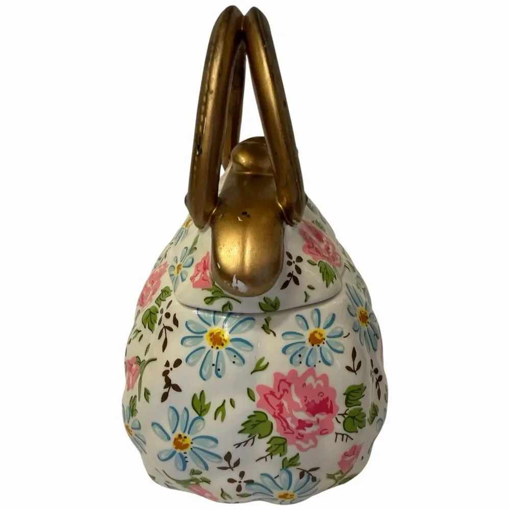 Purse Cookie Jar Floral Ceramic Handbag Storage Cottagecore Statement Decor